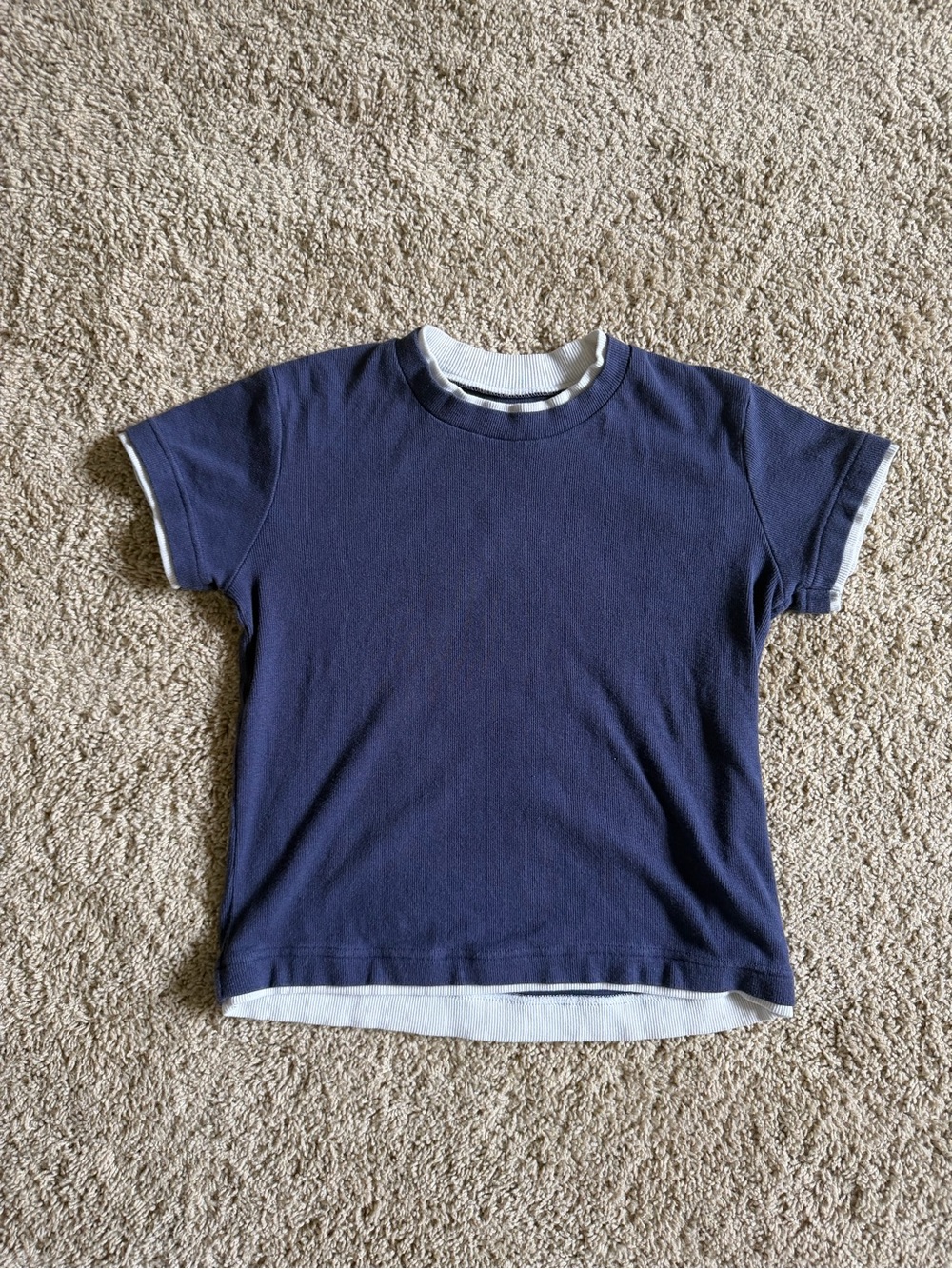 Daily Drills S/M Navy Ribbed Tee with White Trim - Picture 2 of 3